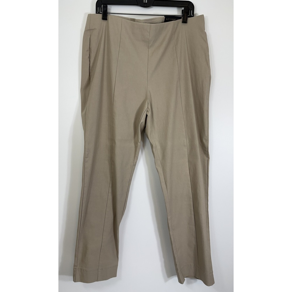New! Chicos So Slimming Ankle Pants 2.5 XL 14 16 Khaki Tan Stretch Tummy Control